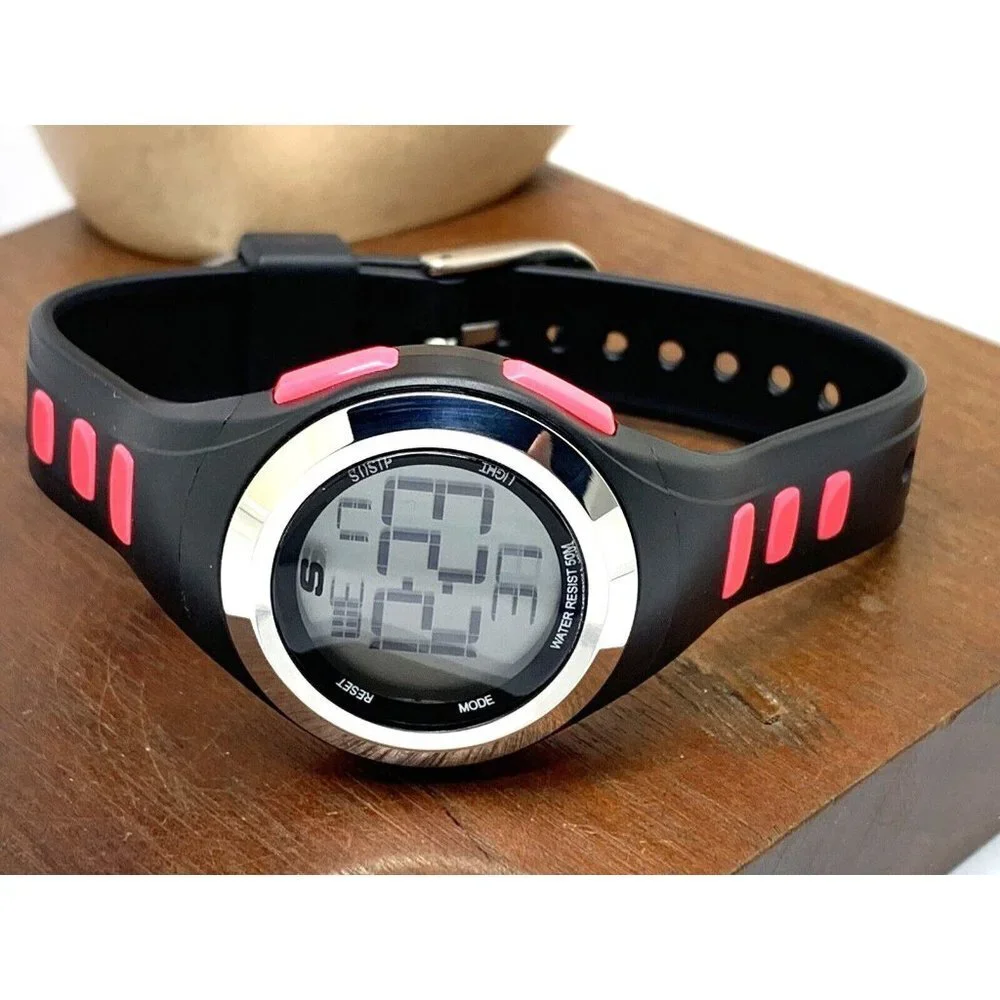 Skechers Women's Watch SR2019W Digital Quartz Pink Black Rubber Band 33mm